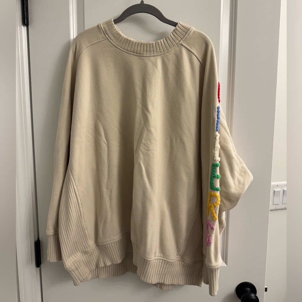 Aerie cream crew neck Cheers oversized sweatshirt